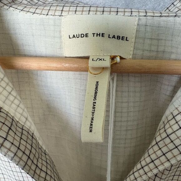 LAUDE THE LABEL Shirt Tunic Dress L/XL Checkered Organic Sustainable Lagenlook - Picture 4 of 5